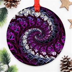 Fractal Background Swirl Art Skull Ornament (round) by Pakrebo