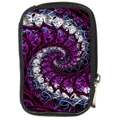 Fractal Background Swirl Art Skull Compact Camera Leather Case by Pakrebo