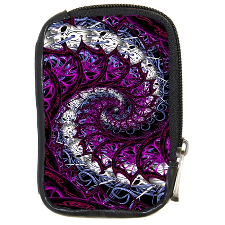 Fractal Background Swirl Art Skull Compact Camera Leather Case