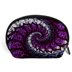 Fractal Background Swirl Art Skull Accessory Pouch (large) by Pakrebo