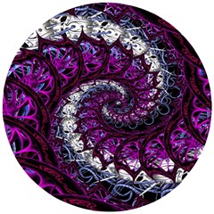 Fractal Background Swirl Art Skull Wooden Puzzle Round by Pakrebo