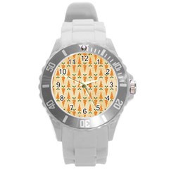 Patter Carrot Pattern Carrot Print Round Plastic Sport Watch (l) by Pakrebo