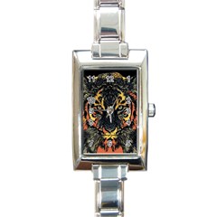 Tiger Predator Abstract Feline Rectangle Italian Charm Watch by Pakrebo