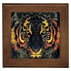 Tiger Predator Abstract Feline Framed Tile by Pakrebo