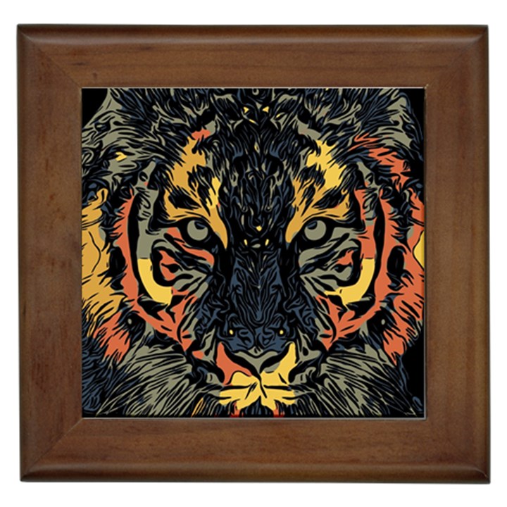 Tiger Predator Abstract Feline Framed Tile