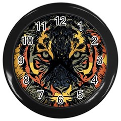 Tiger Predator Abstract Feline Wall Clock (black) by Pakrebo