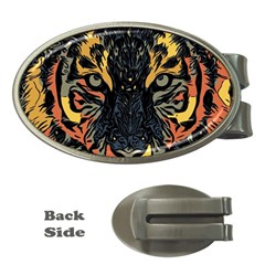 Tiger Predator Abstract Feline Money Clips (oval)  by Pakrebo