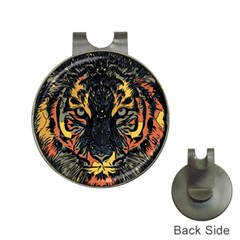 Tiger Predator Abstract Feline Hat Clips With Golf Markers by Pakrebo