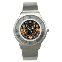 Tiger Predator Abstract Feline Stainless Steel Watch by Pakrebo