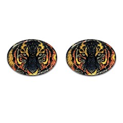 Tiger Predator Abstract Feline Cufflinks (oval) by Pakrebo