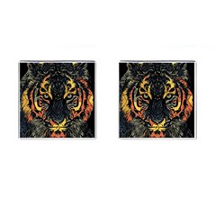 Tiger Predator Abstract Feline Cufflinks (square) by Pakrebo