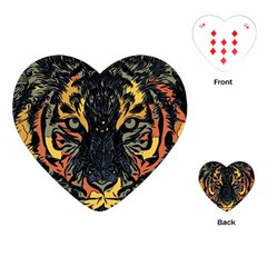 Tiger Predator Abstract Feline Playing Cards Single Design (heart) by Pakrebo