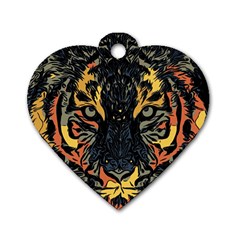 Tiger Predator Abstract Feline Dog Tag Heart (one Side) by Pakrebo