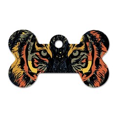 Tiger Predator Abstract Feline Dog Tag Bone (two Sides) by Pakrebo