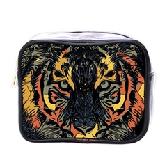 Tiger Predator Abstract Feline Mini Toiletries Bag (one Side) by Pakrebo