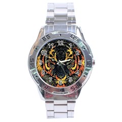 Tiger Predator Abstract Feline Stainless Steel Analogue Watch by Pakrebo