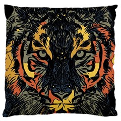 Tiger Predator Abstract Feline Large Cushion Case (one Side) by Pakrebo