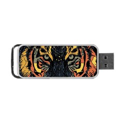 Tiger Predator Abstract Feline Portable Usb Flash (one Side) by Pakrebo