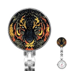 Tiger Predator Abstract Feline Stainless Steel Nurses Watch by Pakrebo