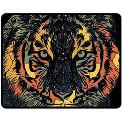 Tiger Predator Abstract Feline Double Sided Fleece Blanket (medium)  by Pakrebo