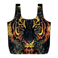 Tiger Predator Abstract Feline Full Print Recycle Bag (l) by Pakrebo