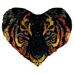 Tiger Predator Abstract Feline Large 19  Premium Flano Heart Shape Cushions by Pakrebo