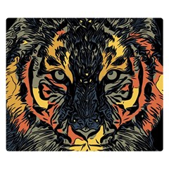 Tiger Predator Abstract Feline Double Sided Flano Blanket (small)  by Pakrebo