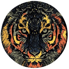 Tiger Predator Abstract Feline Wooden Bottle Opener (round) by Pakrebo