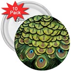 Peacock Feathers Peacock Bird 3  Buttons (10 pack)  Front