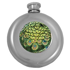 Peacock Feathers Peacock Bird Round Hip Flask (5 Oz) by Pakrebo