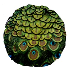 Peacock Feathers Peacock Bird Large 18  Premium Flano Round Cushions by Pakrebo