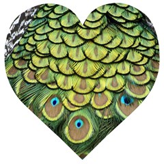 Peacock Feathers Peacock Bird Wooden Puzzle Heart by Pakrebo