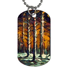 Forest Woods Trees Night Shadows Dog Tag (two Sides) by Pakrebo