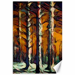 Forest Woods Trees Night Shadows Canvas 12  X 18  by Pakrebo