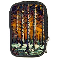 Forest Woods Trees Night Shadows Compact Camera Leather Case by Pakrebo