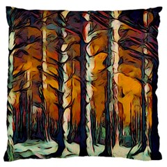 Forest Woods Trees Night Shadows Large Flano Cushion Case (two Sides) by Pakrebo