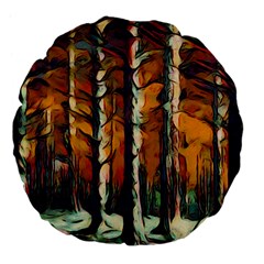 Forest Woods Trees Night Shadows Large 18  Premium Flano Round Cushions by Pakrebo