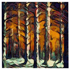 Forest Woods Trees Night Shadows Wooden Puzzle Square by Pakrebo