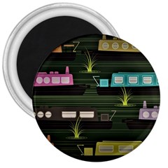 Narrow Boats Scene Pattern 3  Magnets by Pakrebo