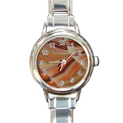 Marbled Paper Mottle Color Movement Round Italian Charm Watch by Pakrebo