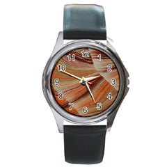 Marbled Paper Mottle Color Movement Round Metal Watch