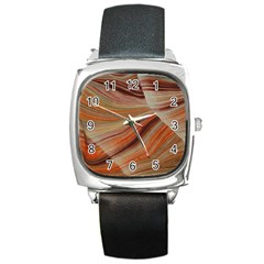 Marbled Paper Mottle Color Movement Square Metal Watch