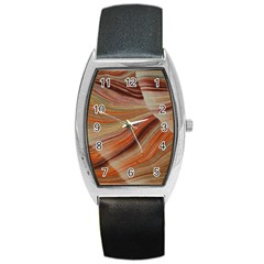 Marbled Paper Mottle Color Movement Barrel Style Metal Watch