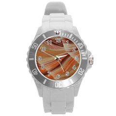 Marbled Paper Mottle Color Movement Round Plastic Sport Watch (L)