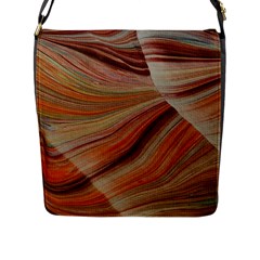 Marbled Paper Mottle Color Movement Flap Closure Messenger Bag (L)