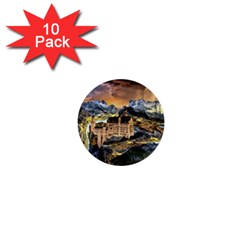 Castle Fantasy Landscape Stormy 1  Mini Buttons (10 Pack)  by Pakrebo