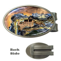 Castle Fantasy Landscape Stormy Money Clips (oval)  by Pakrebo