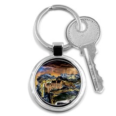 Castle Fantasy Landscape Stormy Key Chain (round) by Pakrebo