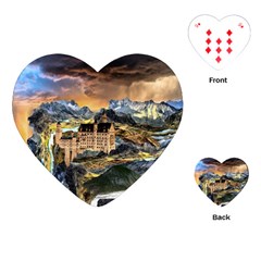 Castle Fantasy Landscape Stormy Playing Cards Single Design (heart) by Pakrebo