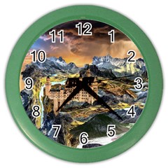 Castle Fantasy Landscape Stormy Color Wall Clock by Pakrebo